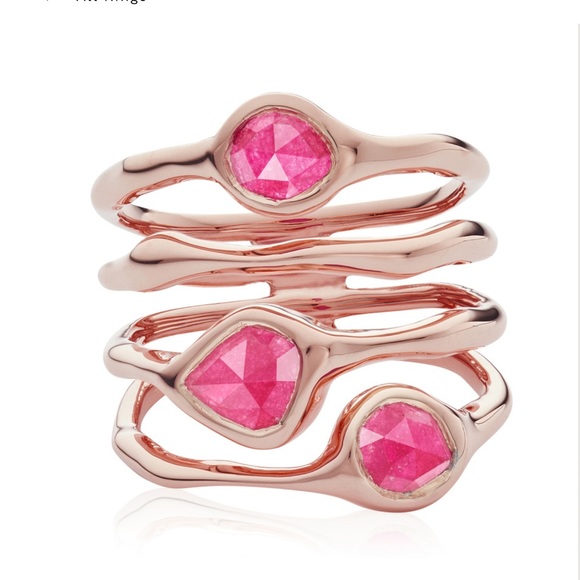 Monica Vinader Siren Cluster Cocktail Pink Quartz ring - Picture 1 of 14